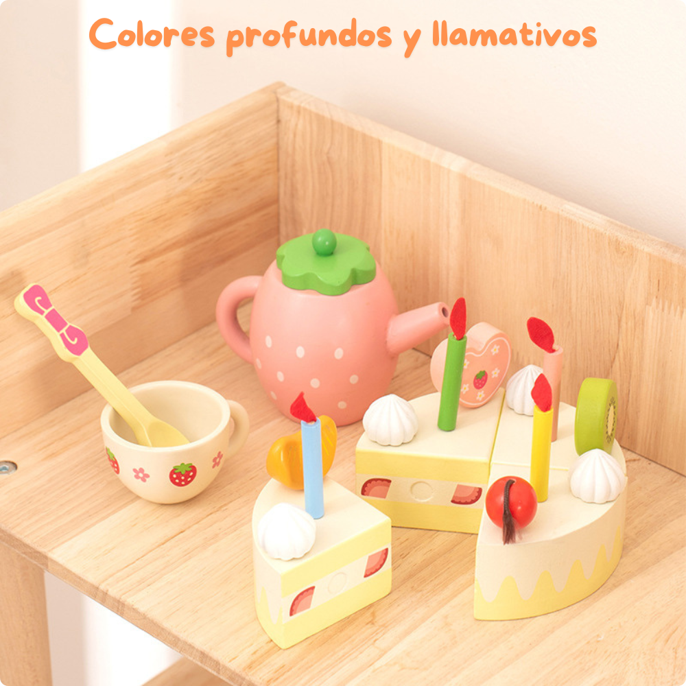 SET DE POSTRES DE MADERA JUEGO DE TE Y REPOSTERIA PARA NIÑOS - 3
