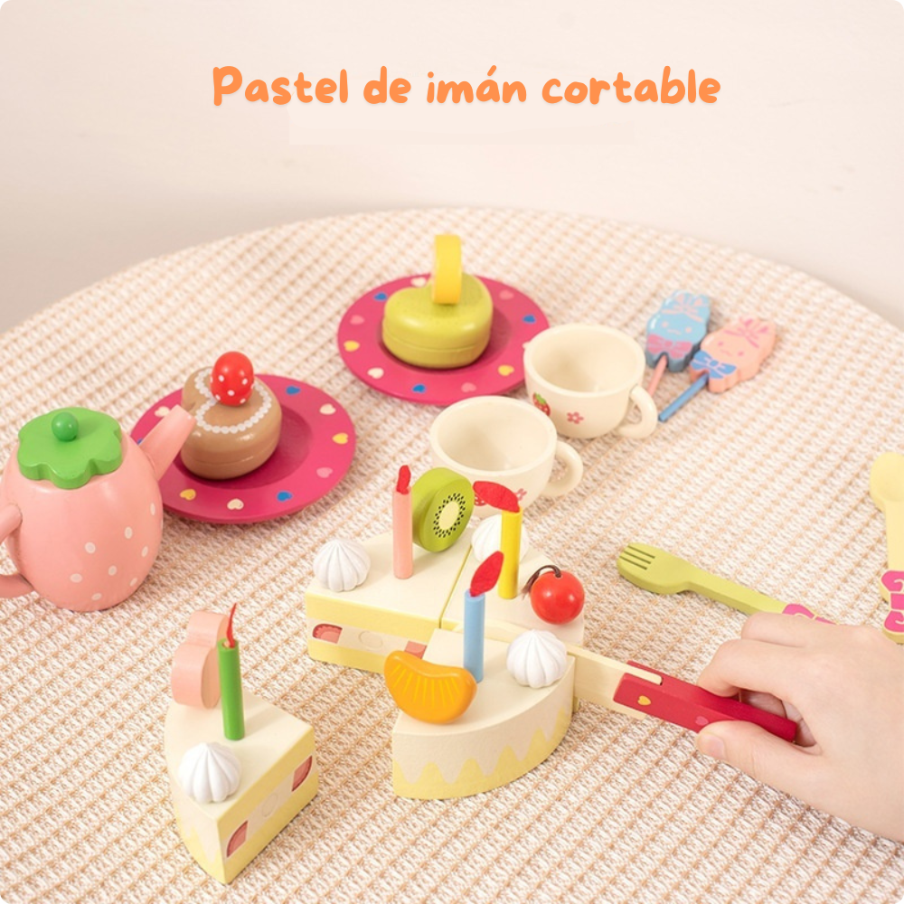 SET DE POSTRES DE MADERA JUEGO DE TE Y REPOSTERIA PARA NIÑOS - 4