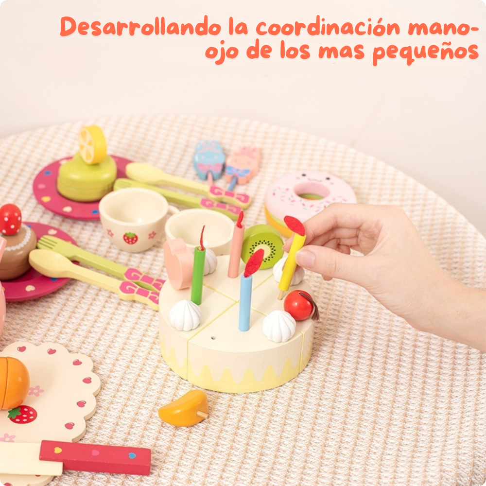 SET DE POSTRES DE MADERA JUEGO DE TE Y REPOSTERIA PARA NIÑOS - 5