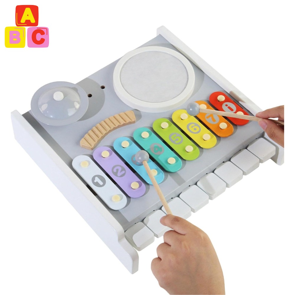 INSTRUMENTO MUSICAL DE MADERA PARA NIÑOS – XILOFONO 3 EN 1 - 1