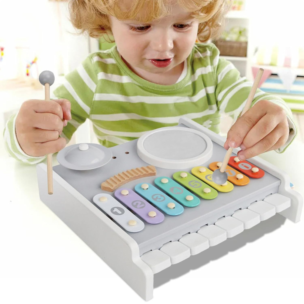 INSTRUMENTO MUSICAL DE MADERA PARA NIÑOS – XILOFONO 3 EN 1 - 4