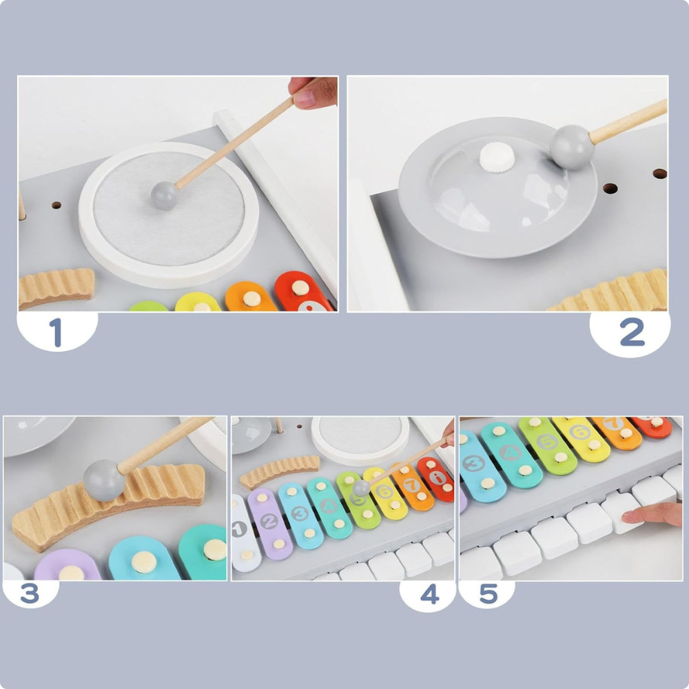 INSTRUMENTO MUSICAL DE MADERA PARA NIÑOS – XILOFONO 3 EN 1 - 5