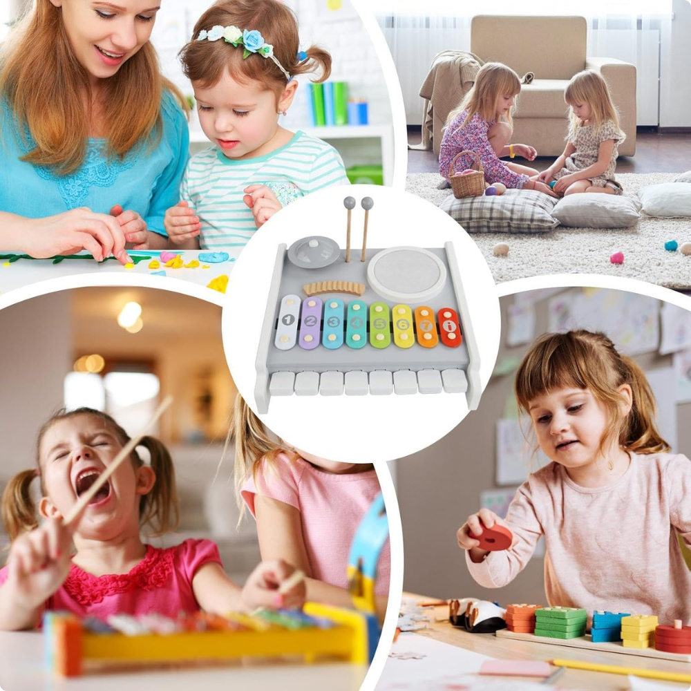INSTRUMENTO MUSICAL DE MADERA PARA NIÑOS – XILOFONO 3 EN 1 - 6