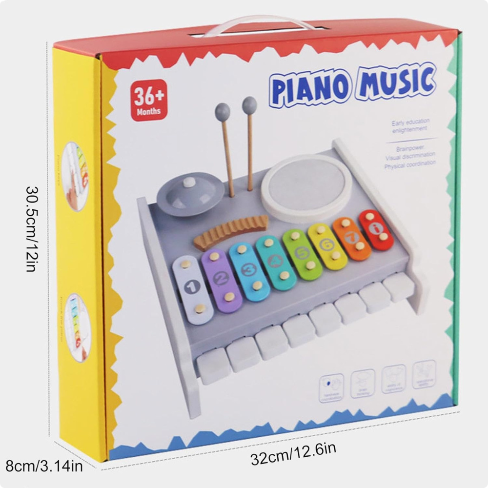 INSTRUMENTO MUSICAL DE MADERA PARA NIÑOS – XILOFONO 3 EN 1 - 8