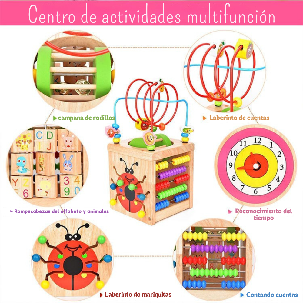 CUBO DIDACTICO DE MADERA 5 EN 1 DE ACTIVIDADES MONTESSORI - 4