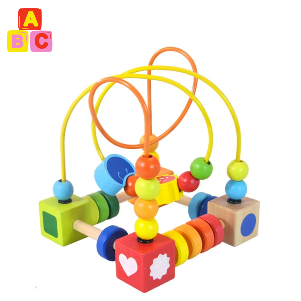 LABERINTO DE CUENTAS DE MADERA MONTESSORI MOTRICIDAD FINA - 1