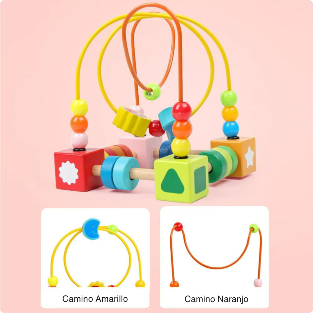 LABERINTO DE CUENTAS DE MADERA MONTESSORI MOTRICIDAD FINA - 2