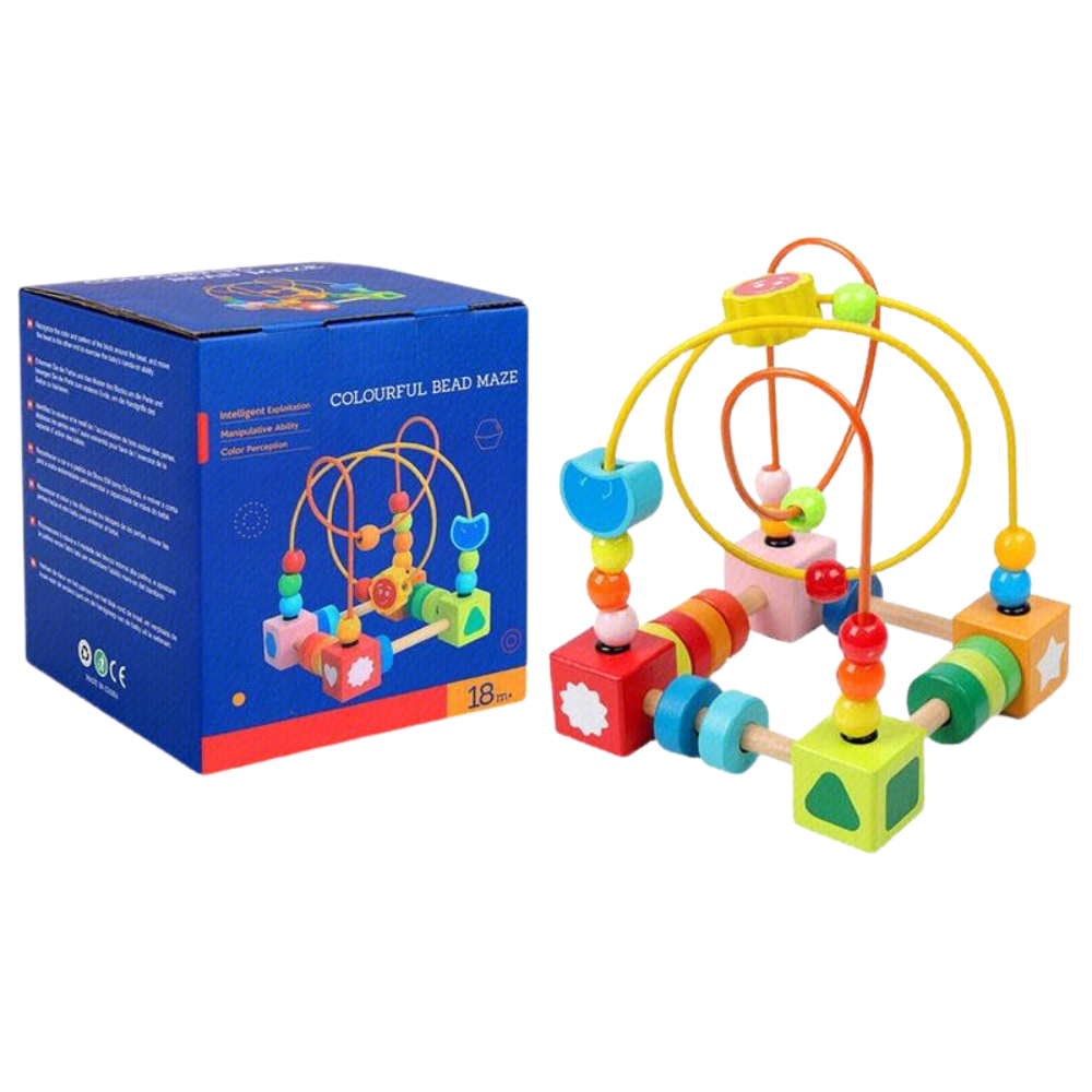 LABERINTO DE CUENTAS DE MADERA MONTESSORI MOTRICIDAD FINA - 5