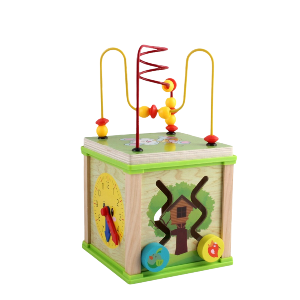 CUBO DIDACTICO DE MADERA 5 EN 1 CENTRO MONTESSORI PARA BEBE S - 2
