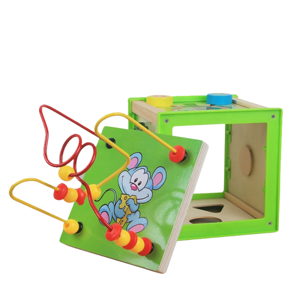 CUBO DIDACTICO DE MADERA 5 EN 1 CENTRO MONTESSORI PARA BEBE S - 4
