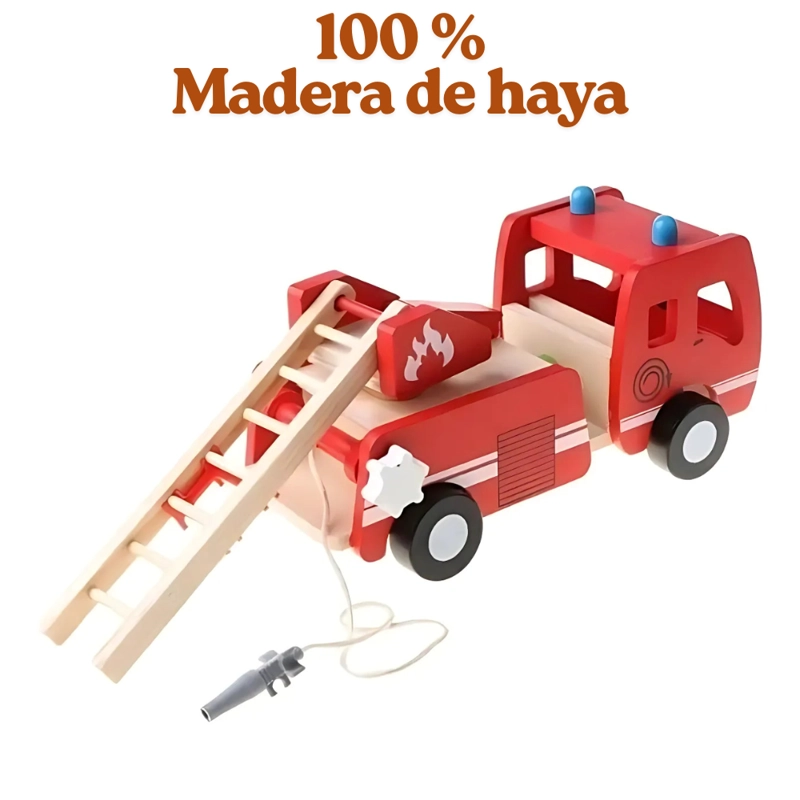 CAMION DE BOMBEROS DE MADERA JUGUETE DE ROL - 5