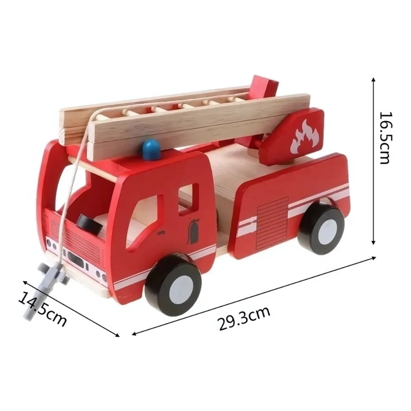 CAMION DE BOMBEROS DE MADERA JUGUETE DE ROL - 6