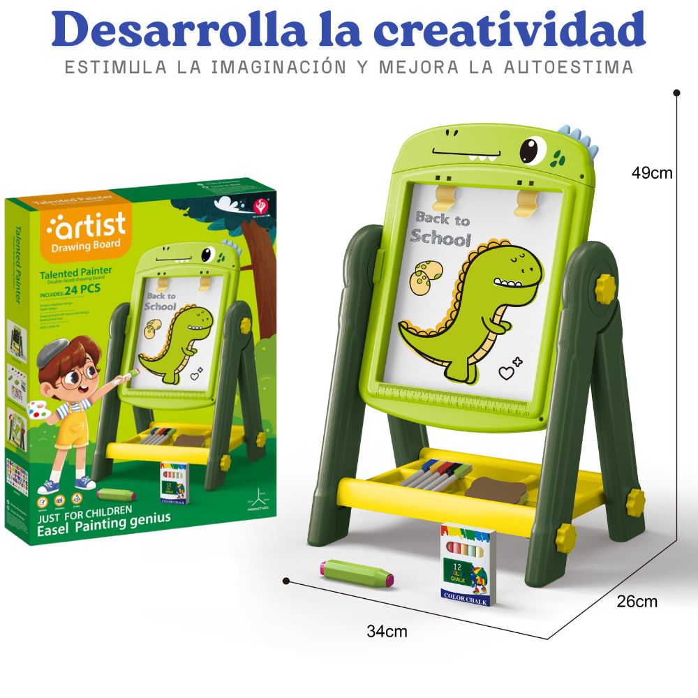 PIZARRA DE DIBUJO INFANTIL 2 EN 1 360° + ACCESORIOS - 5