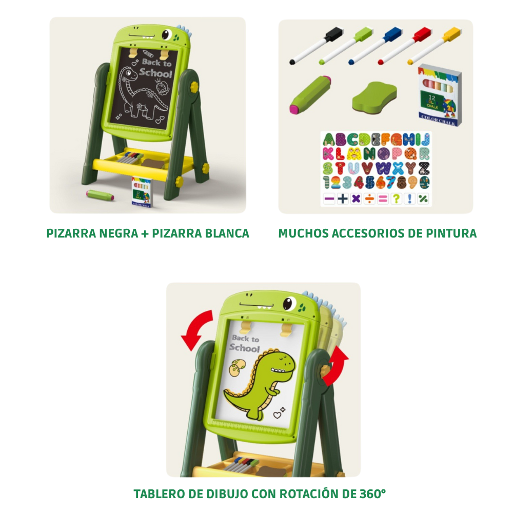 PIZARRA DE DIBUJO INFANTIL 2 EN 1 360° + ACCESORIOS - 7