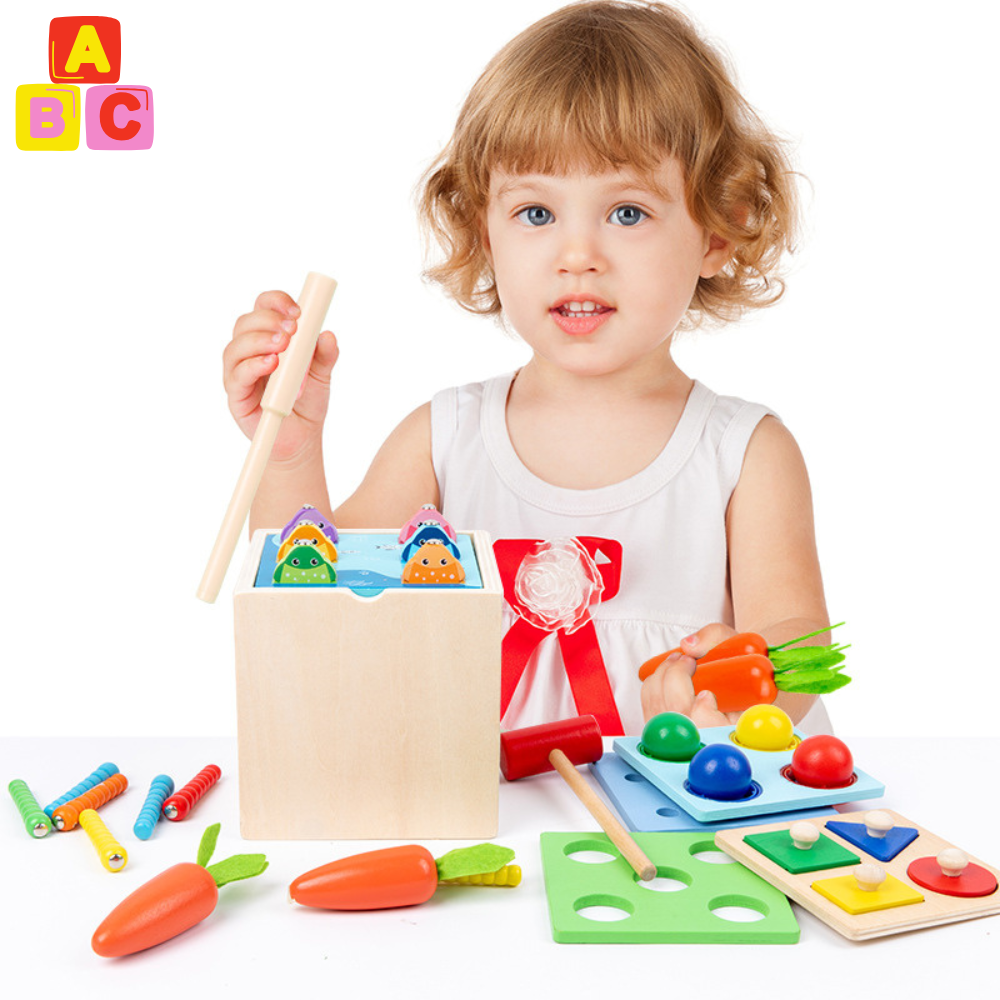SET DE JUEGOS MONTESSORI 5 EN 1 - MADERA DE HAYA - 1