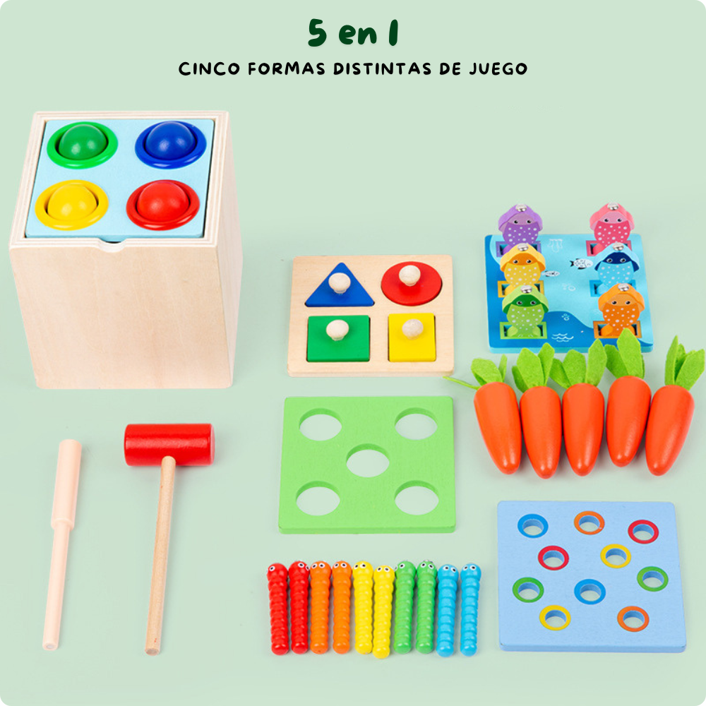 SET DE JUEGOS MONTESSORI 5 EN 1 - MADERA DE HAYA - 4