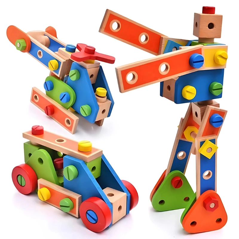 SET DE CONSTRUCCION DE MADERA JUGUETE EDUCATIVO MONTESSORI - 1