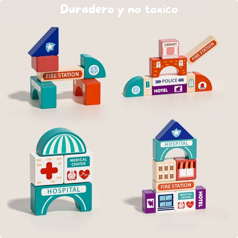 CIUDAD DE MADERA 3 EN 1 – JUEGO DE CONSTRUCCION Y TRANSPORTE - 2