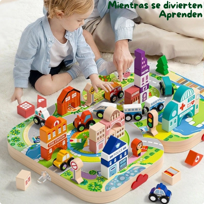CIUDAD DE MADERA 3 EN 1 – JUEGO DE CONSTRUCCION Y TRANSPORTE - 4