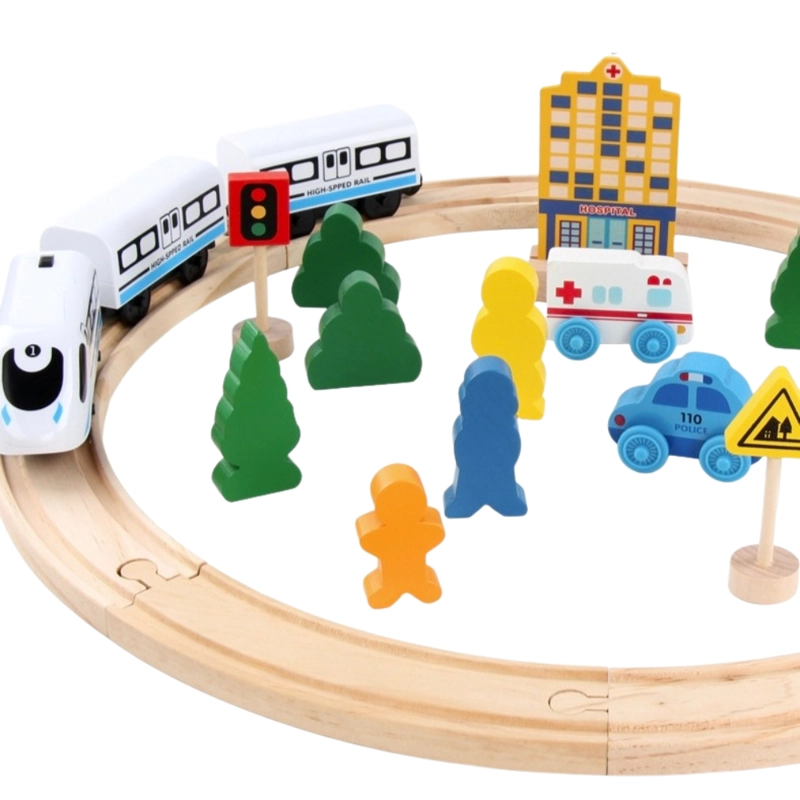 TREN ELE CTRICO DE MADERA MOVIL JUEGO DIDACTICO MONTESSORI - 3