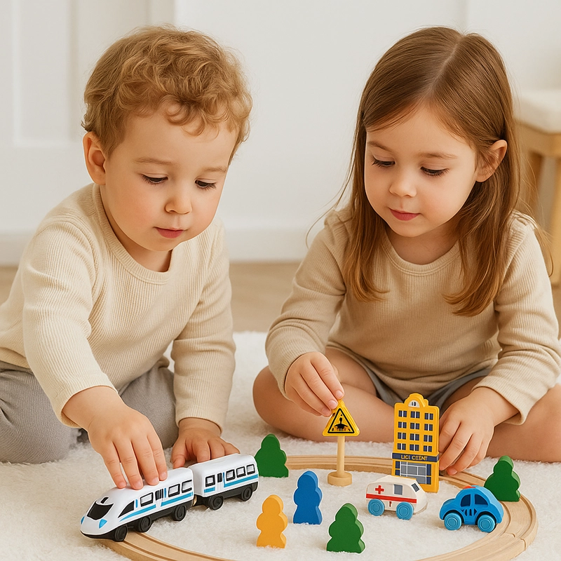 TREN ELE CTRICO DE MADERA MOVIL JUEGO DIDACTICO MONTESSORI - 5