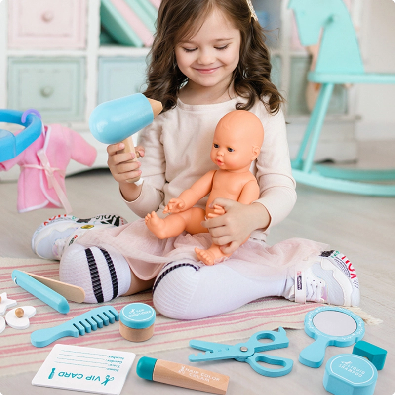 SET DE PELUQUERIA DE MADERA JUEGO DE IMITACION PARA NIÑOS - 6