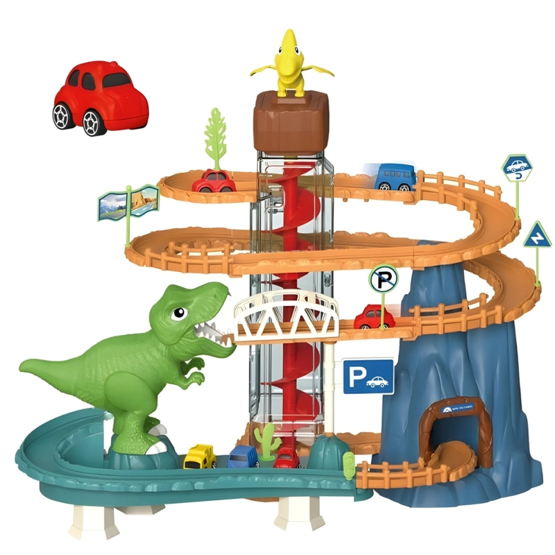 PISTA DE AUTOS DINOSAURIO CON ASCENSOR Y ESPIRAL - 3