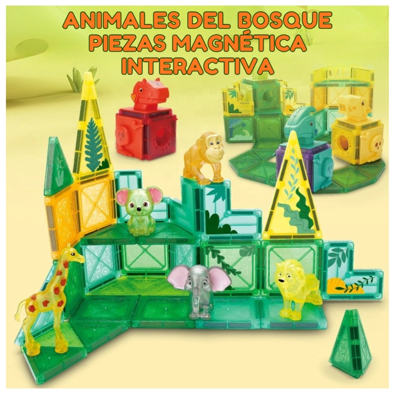 SET DE BLOQUES MAGNE TICOS CON ANIMALES DE LA SELVA – 40 PCS - 5