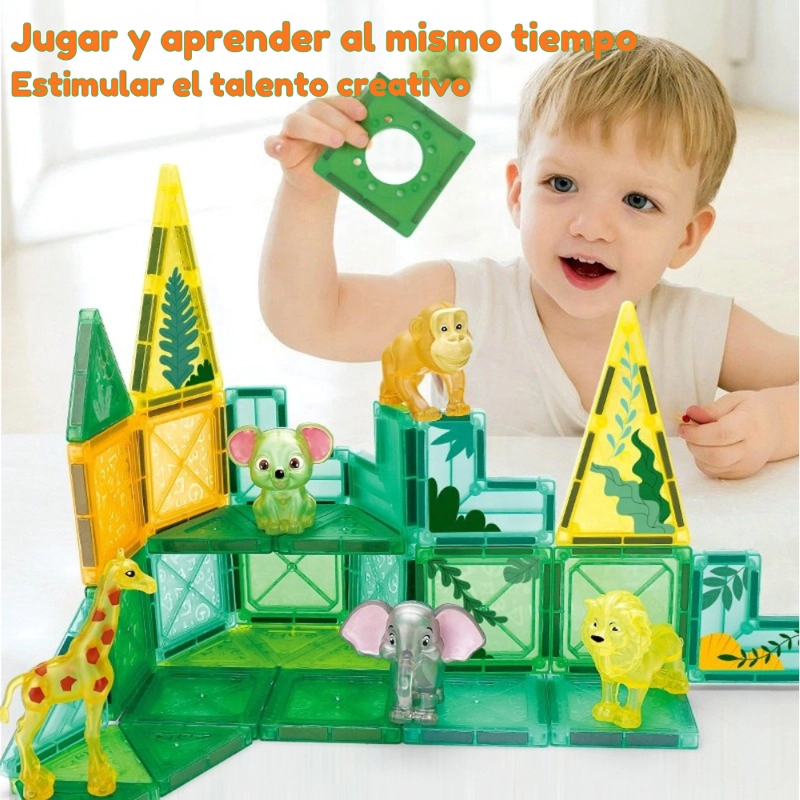 SET DE BLOQUES MAGNE TICOS CON ANIMALES DE LA SELVA – 40 PCS - 6