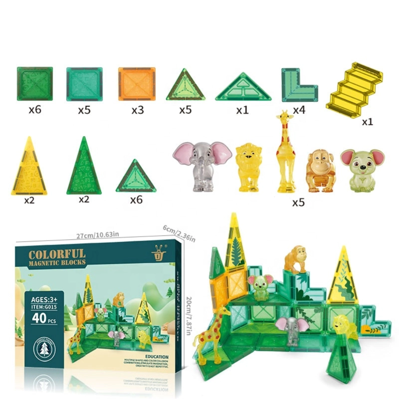 SET DE BLOQUES MAGNE TICOS CON ANIMALES DE LA SELVA – 40 PCS - 7