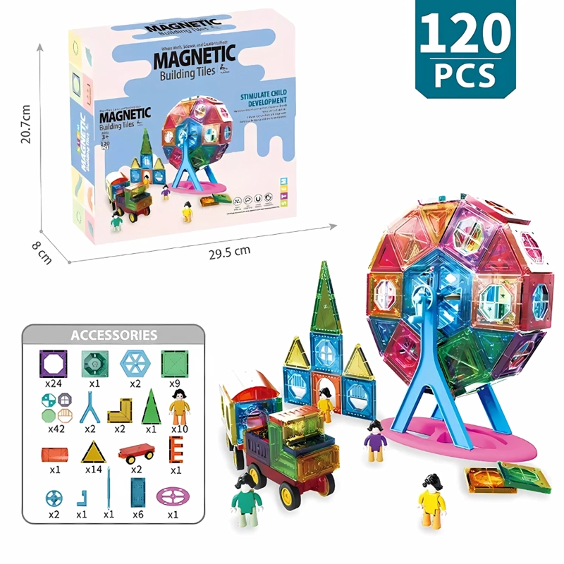 SET DE BLOQUES MAGNE TICOS DE CONSTRUCCION – 120 PIEZAS - 8