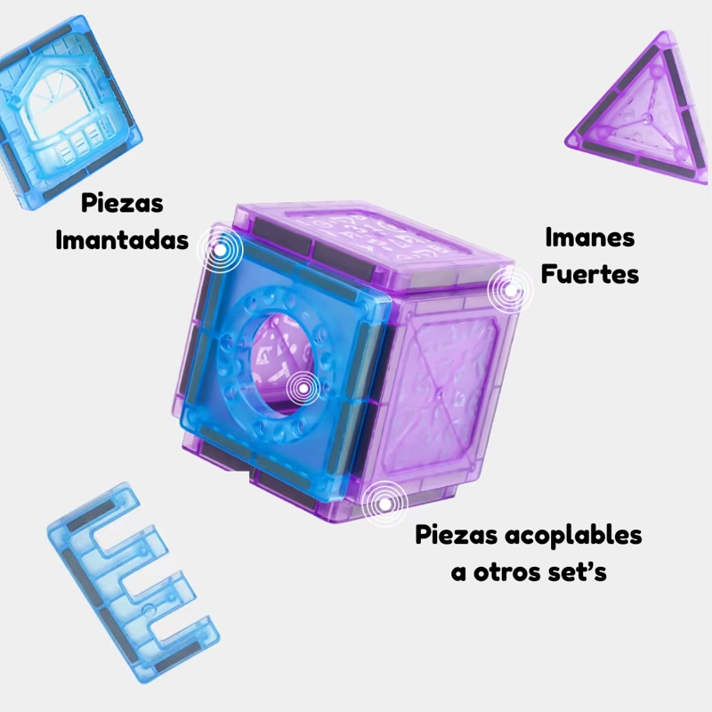 SET DE BLOQUES MAGNE TICOS DE CONSTRUCCION – 128 PIEZAS - 5