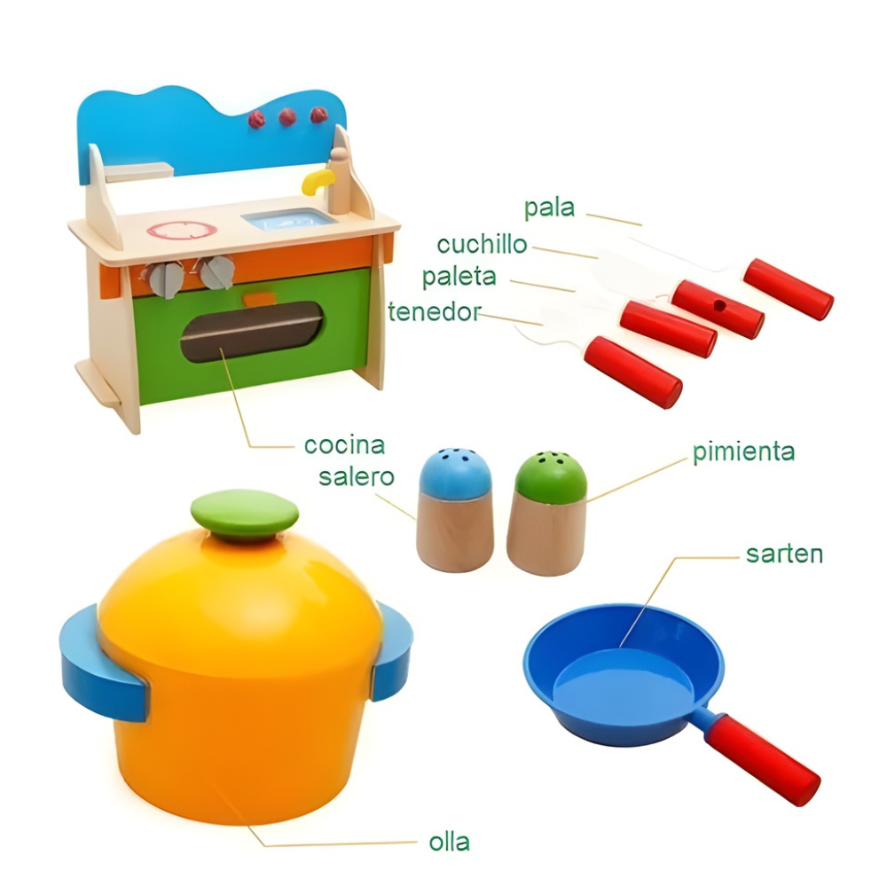 COCINA INFANTIL DE MADERA EDUCATIVA MONTESSORI - 4