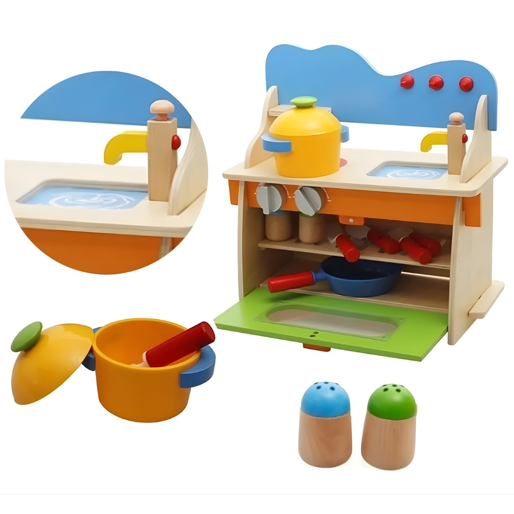 COCINA INFANTIL DE MADERA EDUCATIVA MONTESSORI - 5