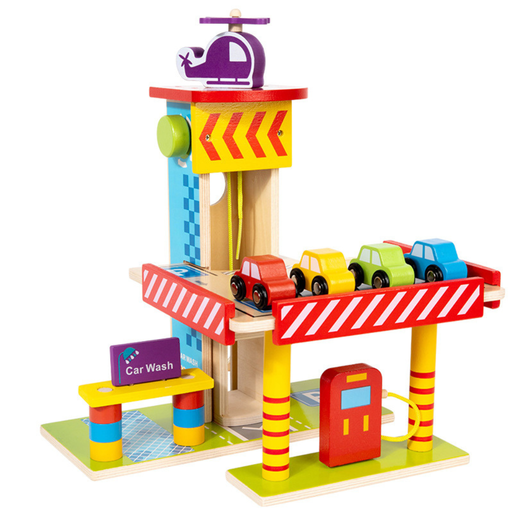JUEGO ESTACIONAMIENTO DIDACTICO DE MADERA MONTESSORI - 1