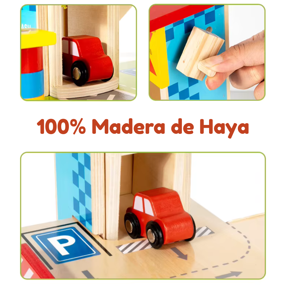 JUEGO ESTACIONAMIENTO DIDACTICO DE MADERA MONTESSORI - 4