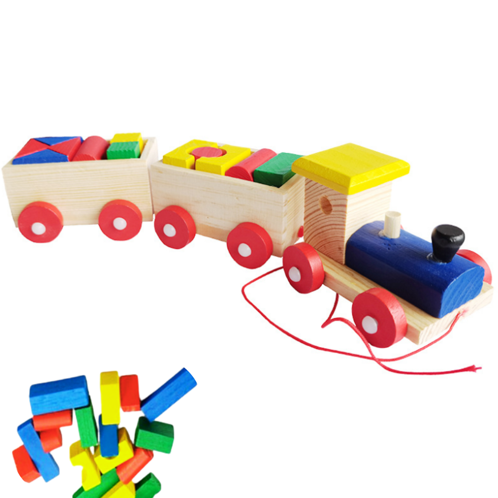 TREN DE MADERA EDUCATIVO CON BAGONES MONTESSORI - 1