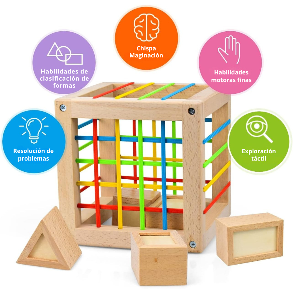 BLOQUE DE ENCAJE CON ELASTICOS DE MADERA MONTESSORI - 3