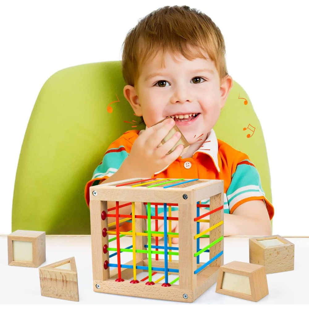 BLOQUE DE ENCAJE CON ELASTICOS DE MADERA MONTESSORI - 5