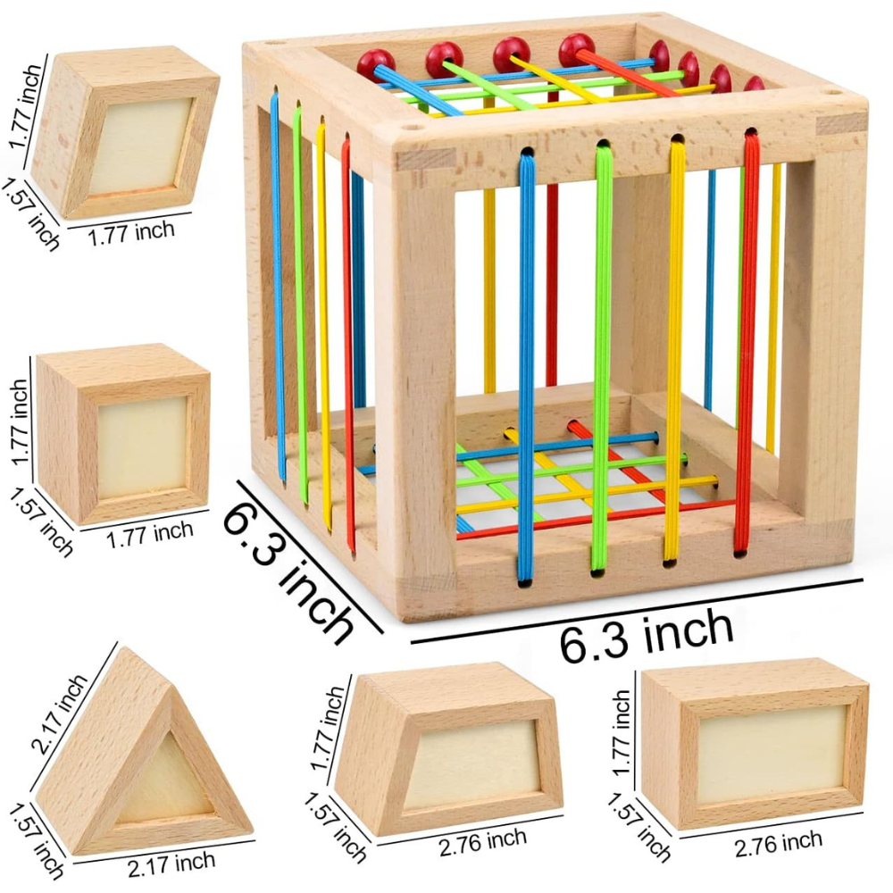 BLOQUE DE ENCAJE CON ELASTICOS DE MADERA MONTESSORI - 8