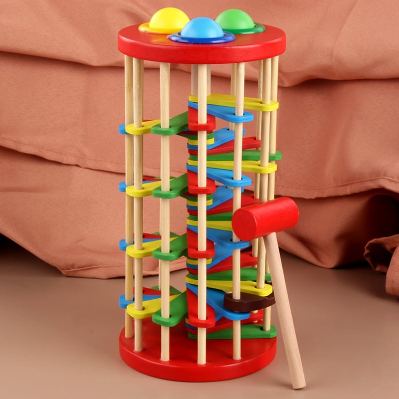 JUEGO DE PELOTAS CON MARTILLO Y ESCALERA MONTESSORI - 4