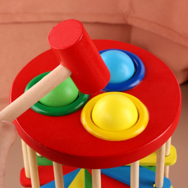 JUEGO DE PELOTAS CON MARTILLO Y ESCALERA MONTESSORI - 6