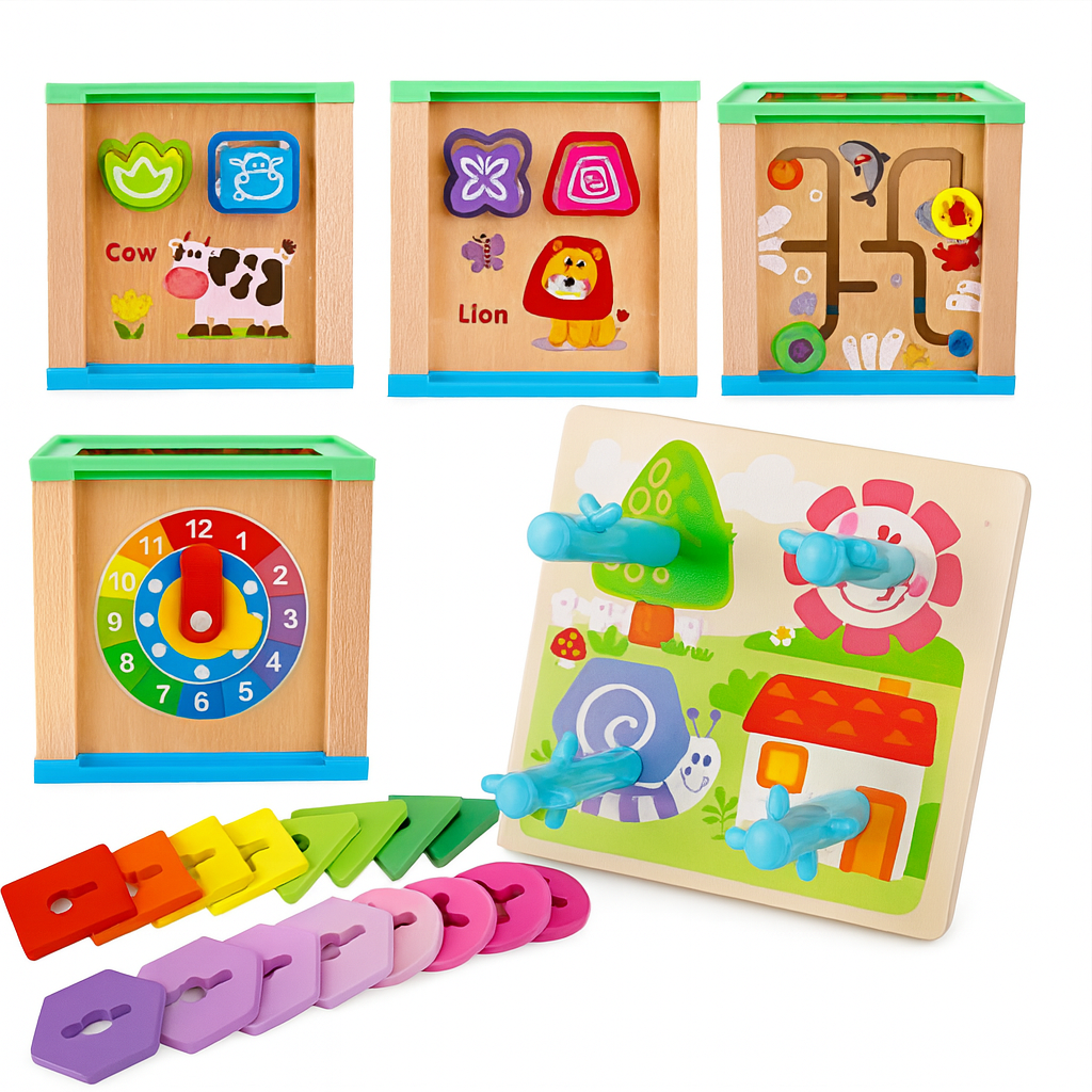 JUEGO MULTIFUNCION 4 EN 1 DE MADERA MONTESSORI - 5
