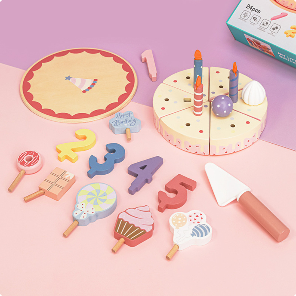PASTEL JUEGO DIDACTICO ROSA  DE MADERA MONTESSORI - 3
