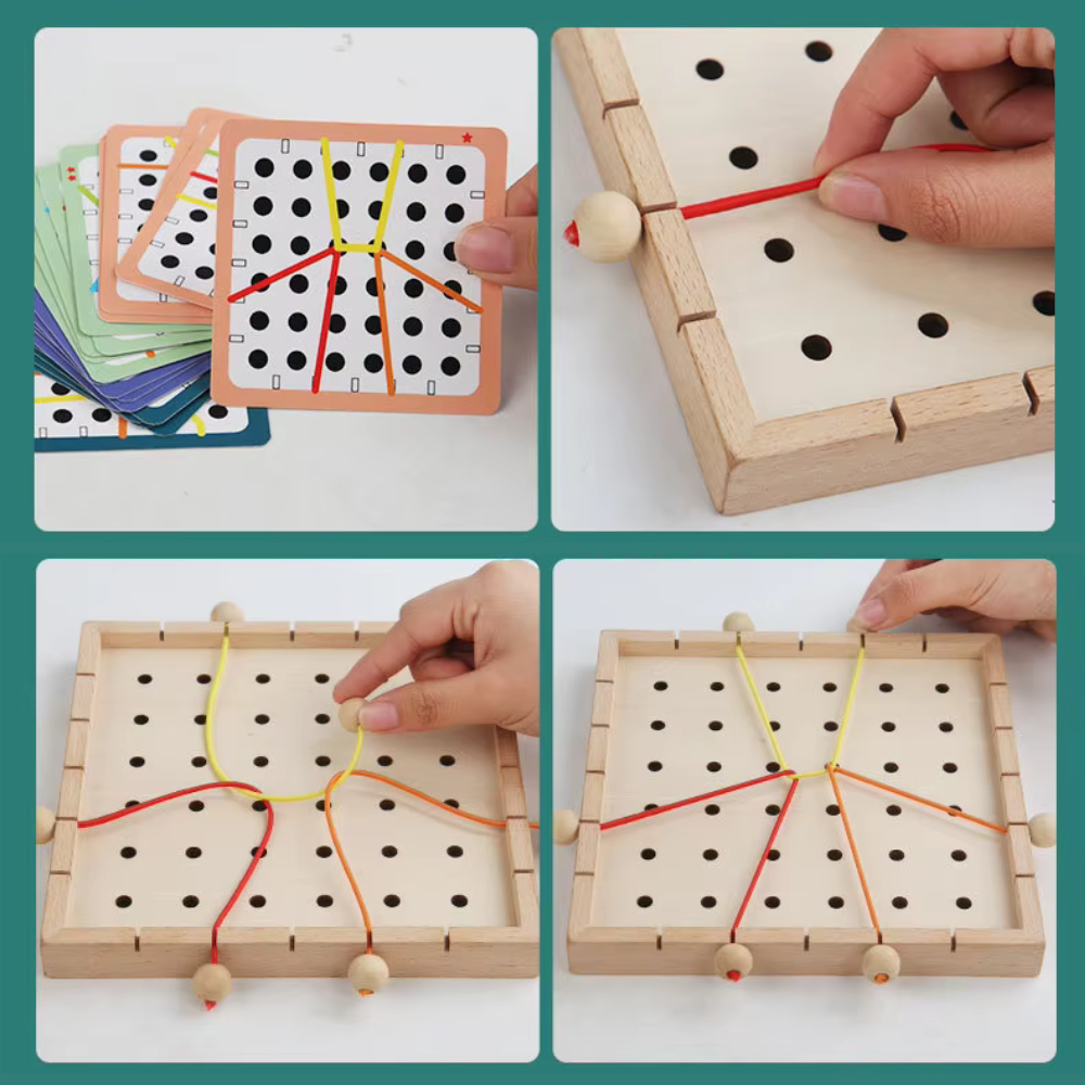 JUEGO DE ENHEBRADO CON CUERDA ELASTICA MONTESSORI - 2