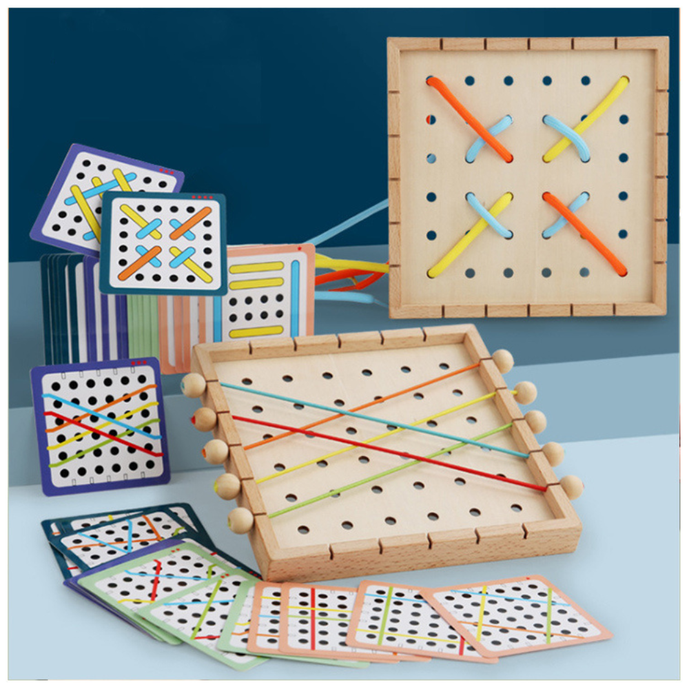 JUEGO DE ENHEBRADO CON CUERDA ELASTICA MONTESSORI - 3