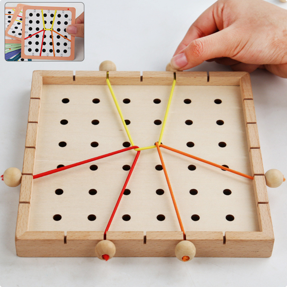 JUEGO DE ENHEBRADO CON CUERDA ELASTICA MONTESSORI - 4