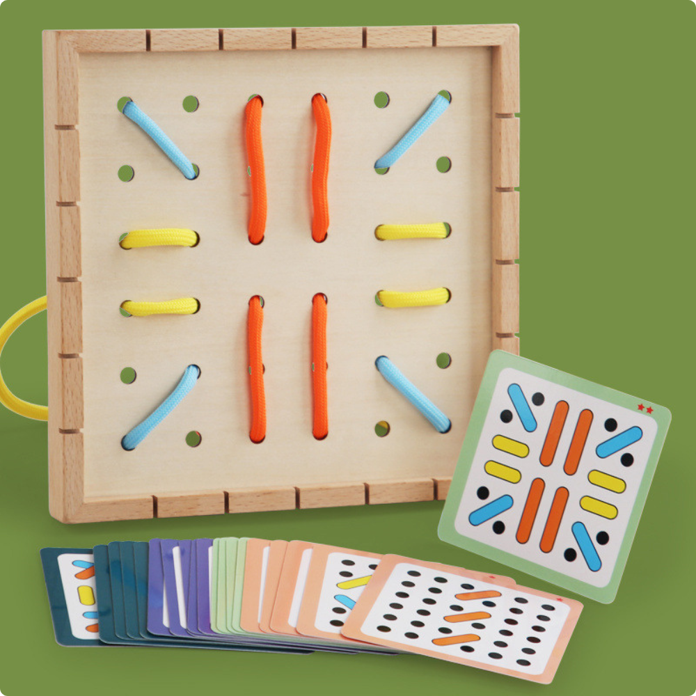 JUEGO DE ENHEBRADO CON CUERDA ELASTICA MONTESSORI - 5