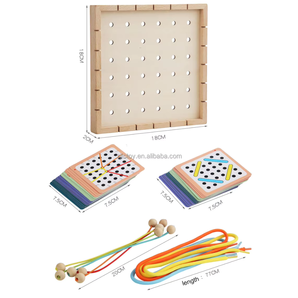 JUEGO DE ENHEBRADO CON CUERDA ELASTICA MONTESSORI - 6