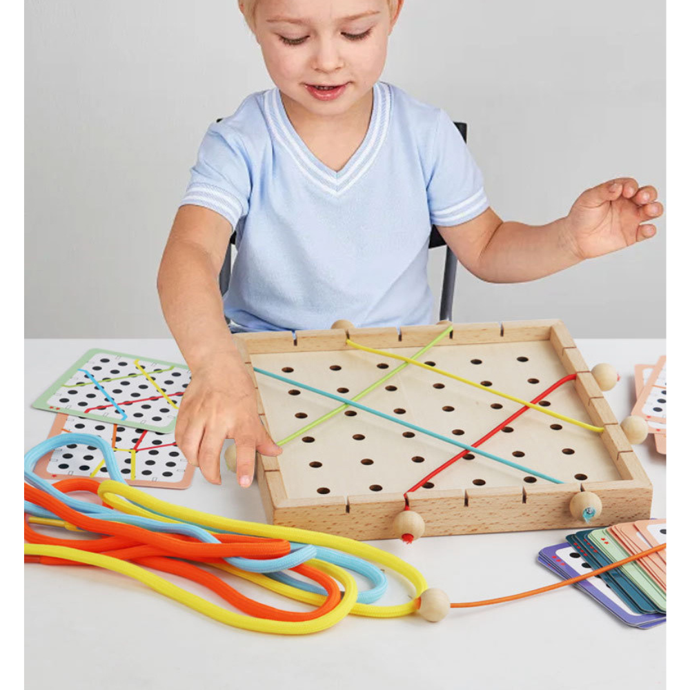 JUEGO DE ENHEBRADO CON CUERDA ELASTICA MONTESSORI - 7